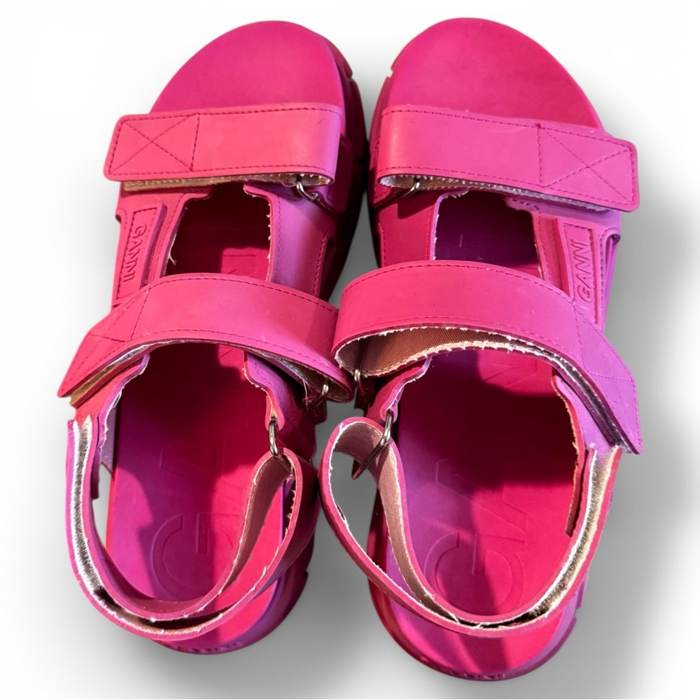 Ganni Hot Pink Chunky Platform Sandals - Picture 8 of 14